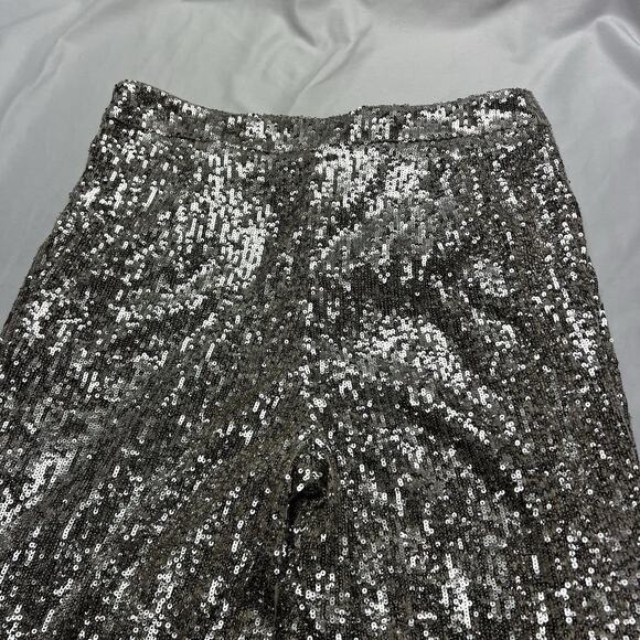 Sequin Wide Leg Cropped High Rise Women's Med Disco Party Glam Y2K Holiday NYE - Picture 5 of 12